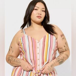 TORRID Challis Button Down Tie Front Crop Top